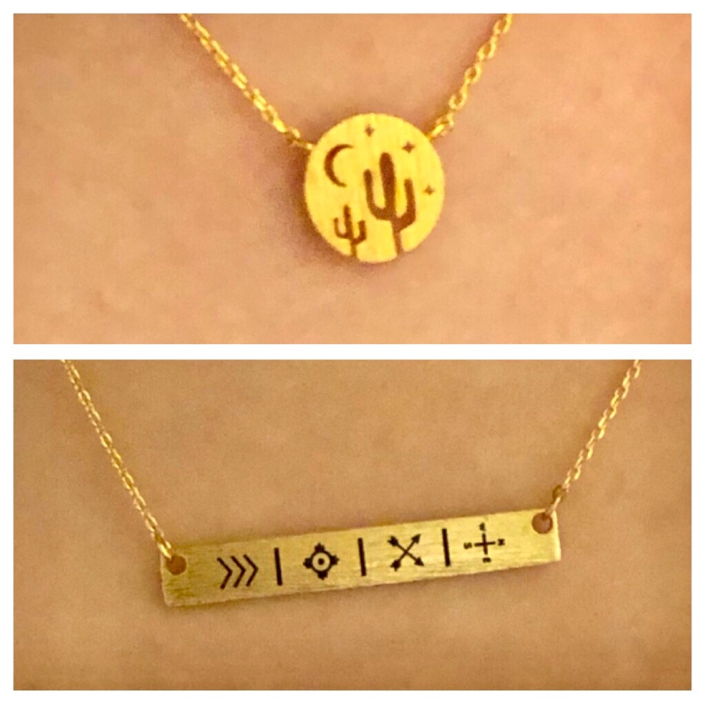 BOGO New desert scene pendant and bar necklace